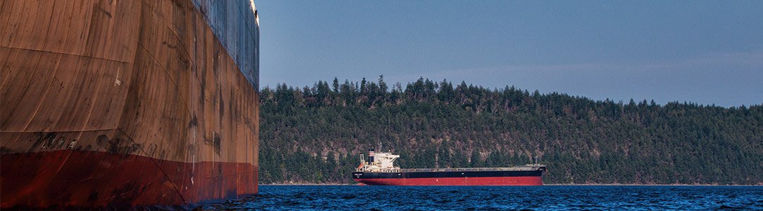 2 Freighters in Trincomali Channel in B.C.'s Southern Gulf Islands