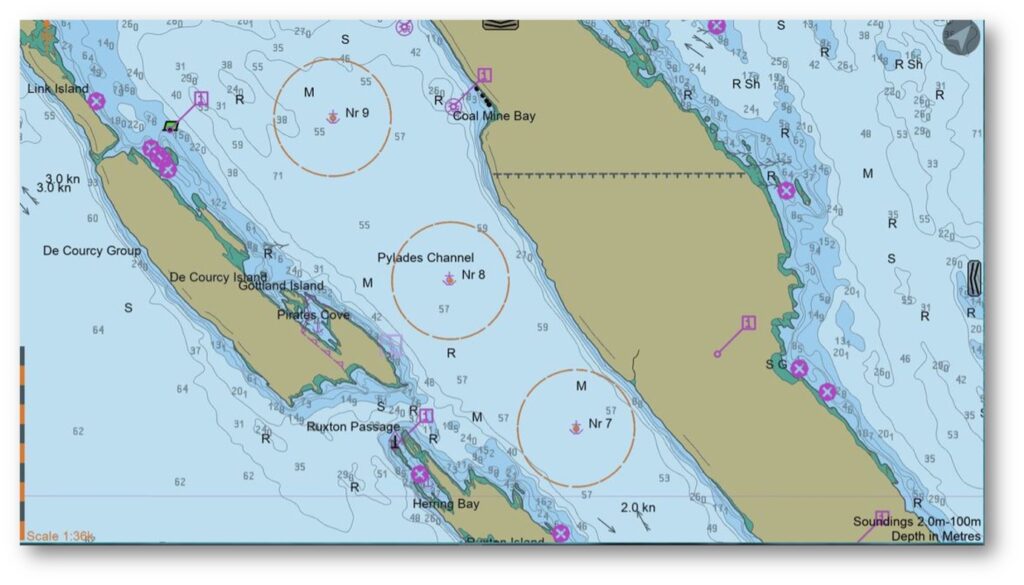 Map of Trincomali anchorages near DeCourcy Island provided by DeCourcy Anchorage Watch